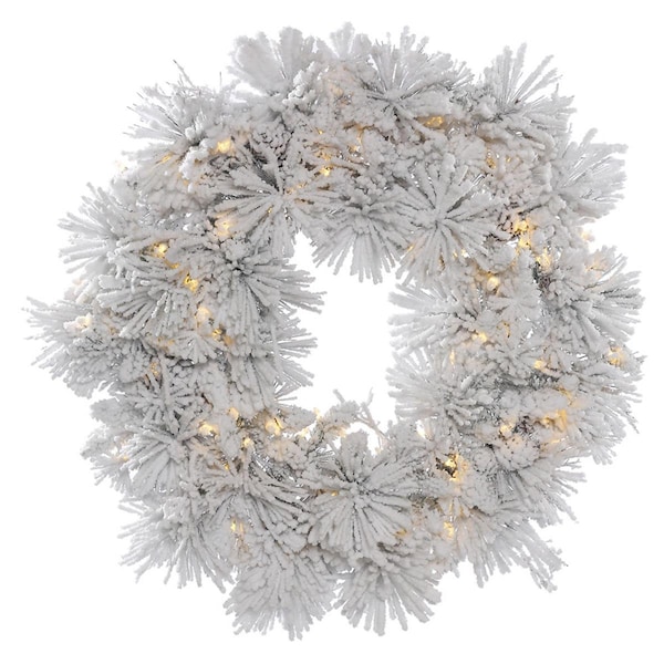 Vickerman 48 in. Flocked Alberta Artificial Christmas Wreath with 100 Warm White LED Light - A155348LED