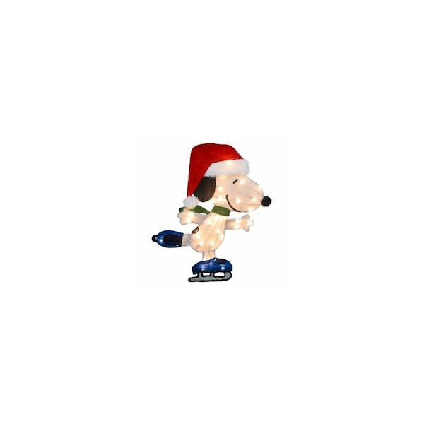 Product Works Peanuts Skating Snoopy 2D Christmas Decoration, 35 Lights, 24 In. - 86214