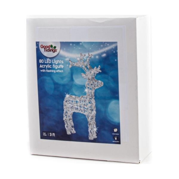 Illumax China Ltd 3 ft. Flashing LED Light Acrylic Deer with Transparent Wire - G48 9937301X