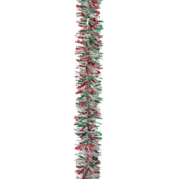 Holiday Trims Deluxe Deco Garland, 10 ft L, Green/Red/Snow - 3583433