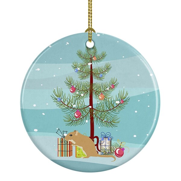 Carolines Treasures 2.8 x 2.8 in. Unisex Gerbil Mouse Merry Christmas Ceramic Ornament - CK4461CO1