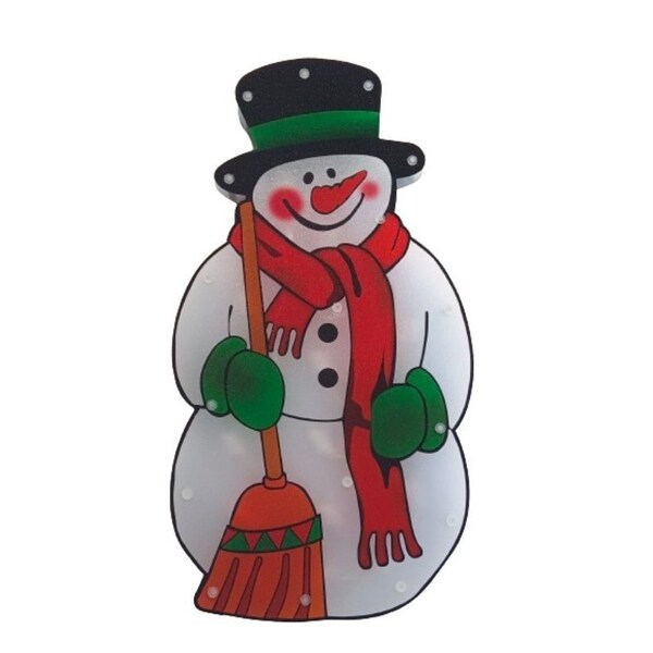 Santas Forest Snowman, 10 in W, Plastic, Colorful, Mini Bulb, Internal Light - 60975
