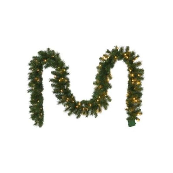 Puleo Asia 10 in. x 9 ft. 100 Warm White LED Lights Artificial Garland - 252385