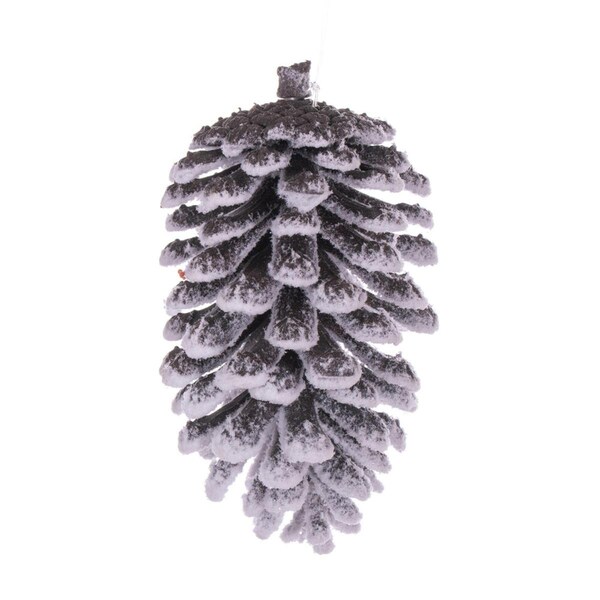 Vickerman 5 in. Snowy Glitter Pinecone Ornament, Brown - 4 per Bag - FNT221305