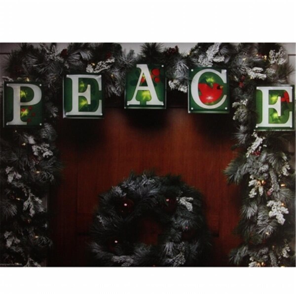 Coolcollectibles Green Shimmering PEACE Christmas Light Garland with 0 Clear Mini Lights - White Wire - CO72575
