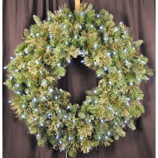 Queens Of Christmas 3 ft. Mixed Blend Pre-Lit with LED Lights Wreath, Pure White - GWBM-03-LPW