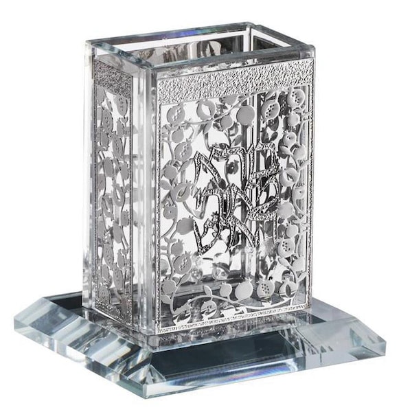 Aparato 3 x 3.5 in. Crystal Havdalah Holder, Pomegranate Silver - AP1682469
