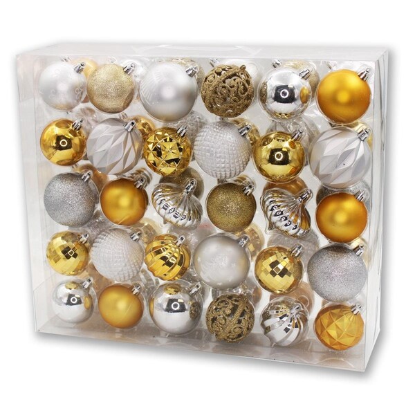 Queens Of Christmas Ball & Onion Ornaments Gold & Silver, 60PK - ORNPK-BO-TREAS-60