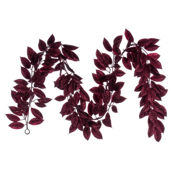 Vickerman 6 ft. Gardenia Glitter Garland, Burgundy - FK221872