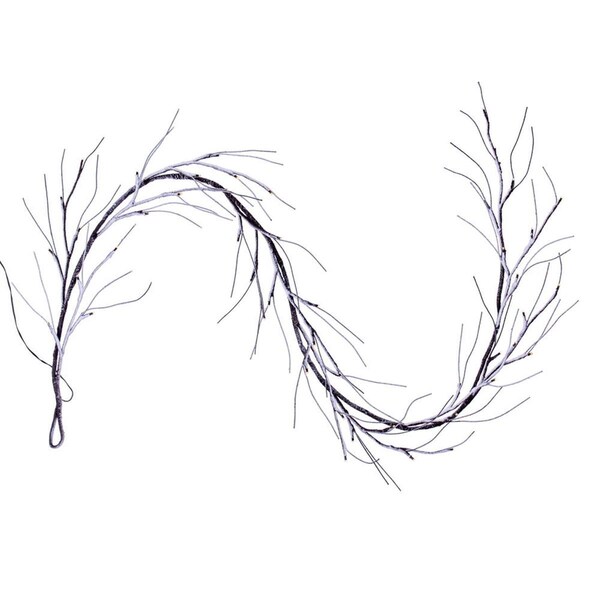Vickerman 6 ft. 48 Warm White LED Battery Operated Frosted Twig Garland, Brown - X220918