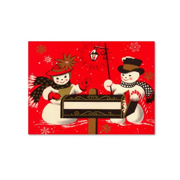 Trademark Fine Art Vintage Apple Collection 'Vintage Christmas Snowmen' Canvas Art, 18x24 - ALI18184-C1824GG