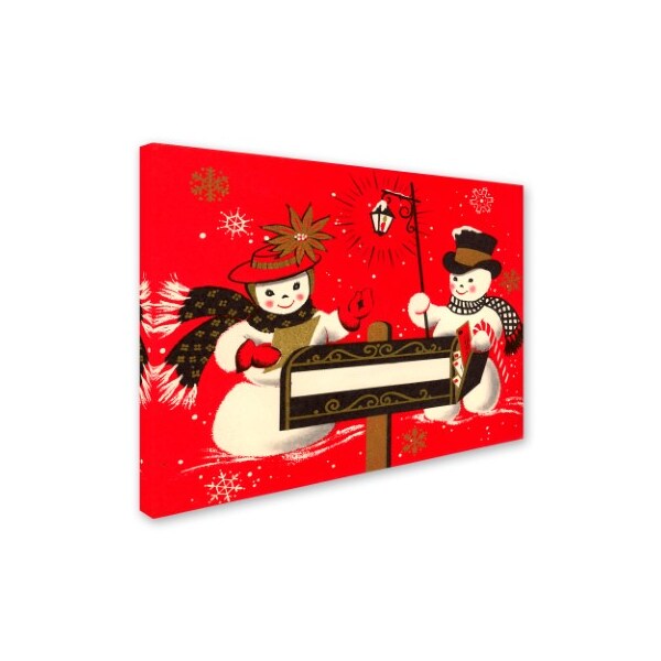 Trademark Fine Art Vintage Apple Collection 'Vintage Christmas Snowmen' Canvas Art, 18x24 - ALI18184-C1824GG