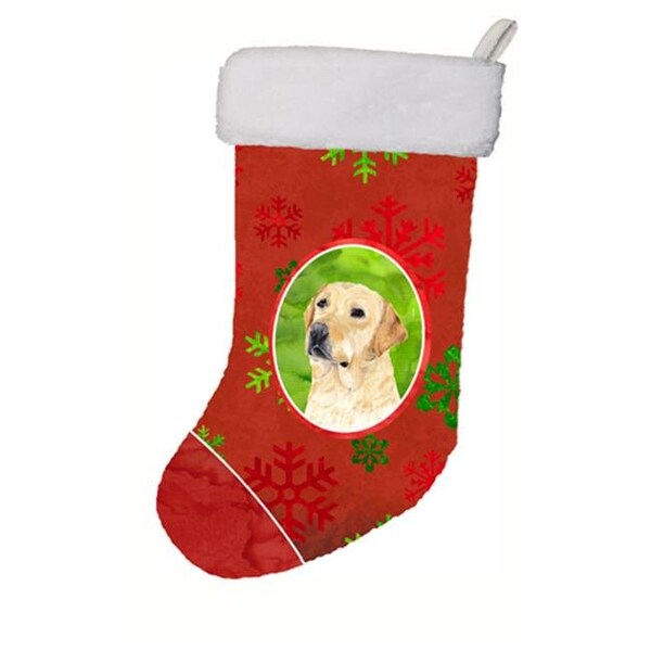 Carolines Treasures Carolines Treasures SC9416-CS 11 x 18 in. Labrador Red And Green Snowflakes Holiday Christmas Christmas Stocking - SC9416-CS
