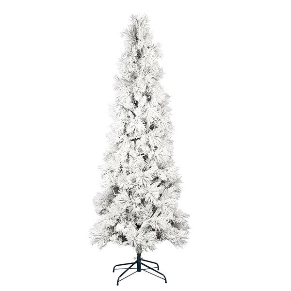 Vickerman 6 ft. x 30 in. Flocked Atka Pine Pencil Christmas Tree with 323 Tip Count - K170960