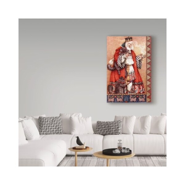 Trademark Fine Art Anne Yvonne Gilbert 'Father Christmas And Cats' Canvas Art, 12x19 - ALI38100-C1219GG