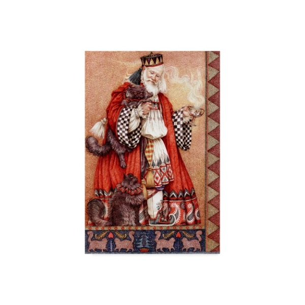 Trademark Fine Art Anne Yvonne Gilbert 'Father Christmas And Cats' Canvas Art, 12x19 - ALI38100-C1219GG