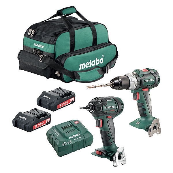 Metabo Cordless Combination Kit, 18.0V, 2 Tools - SB 18 LT BL, SSD 18 LTX 200 BL, 18V 2AH