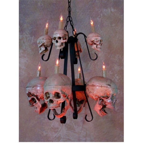 Perfectpretend Chandelier Skull-Metal  4 Life-Size Skulls &amp; 4 Med skulls on Metal Frame - PE1413077