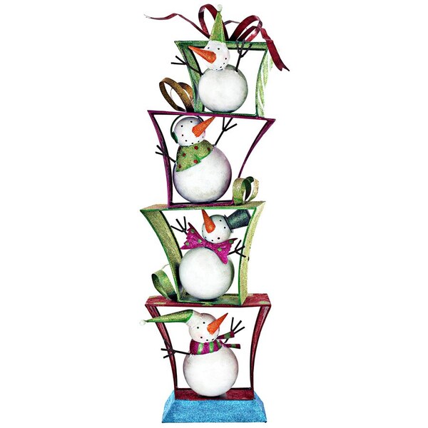 Design Toscano Stack of Christmas Snowmen Holiday Fun Bunch Metal Statue - FU71801