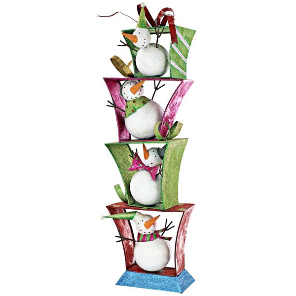 Design Toscano Stack of Christmas Snowmen Holiday Fun Bunch Metal Statue - FU71801