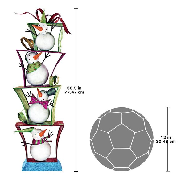 Design Toscano Stack of Christmas Snowmen Holiday Fun Bunch Metal Statue - FU71801