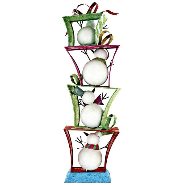 Design Toscano Stack of Christmas Snowmen Holiday Fun Bunch Metal Statue - FU71801
