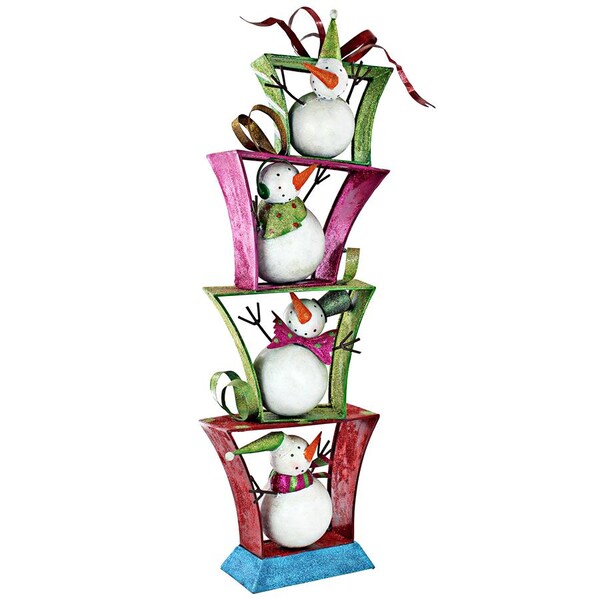 Design Toscano Stack of Christmas Snowmen Holiday Fun Bunch Metal Statue - FU71801