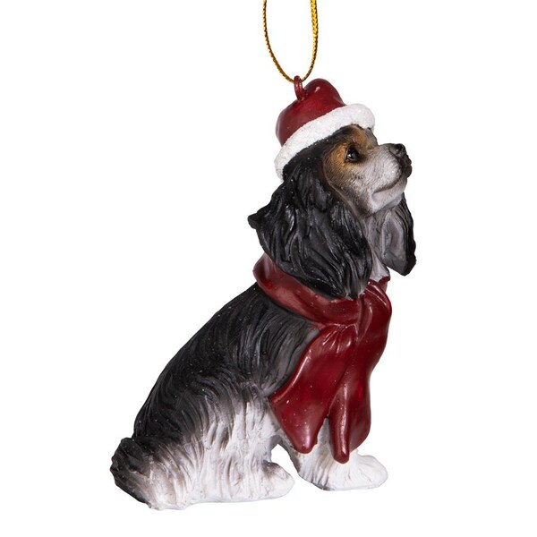 Design Toscano Cavalier King Charles Spaniel Holiday Dog Ornament Sculpture - JH576321