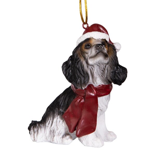 Design Toscano Cavalier King Charles Spaniel Holiday Dog Ornament Sculpture - JH576321