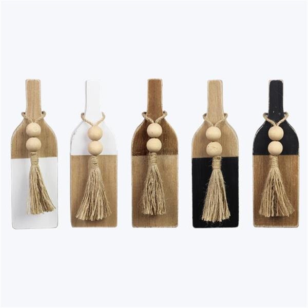Youngs Wood Wine Bottles with Blessing Beads, Assorted Color - 5 Piece - 11275