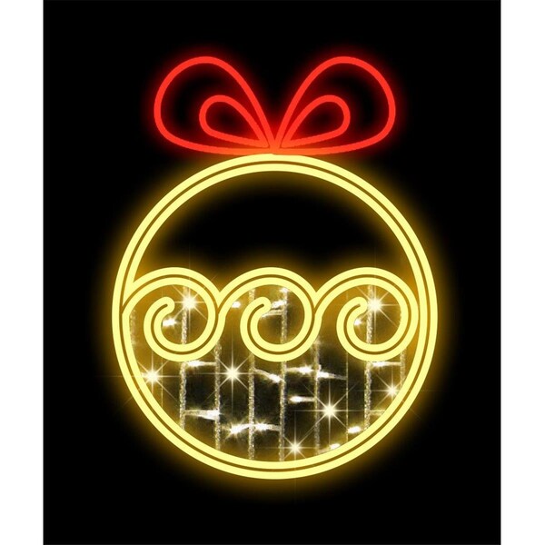 Queens Of Christmas 2 ft. Christmas Ornament with Ribbon Window Display, Red - WL-MTNF-WD-ORNMNT