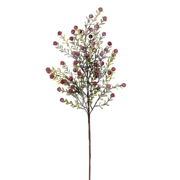 Vickerman 20.5 in. Frosted Berry Greenery Spray, Red - 3 per Bag - FNT221130