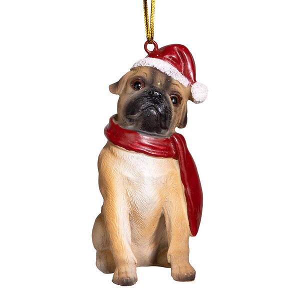 Design Toscano Pug Holiday Dog Ornament Sculpture - JH576315