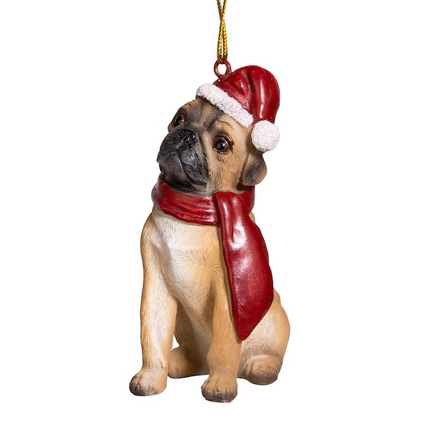Design Toscano Pug Holiday Dog Ornament Sculpture - JH576315