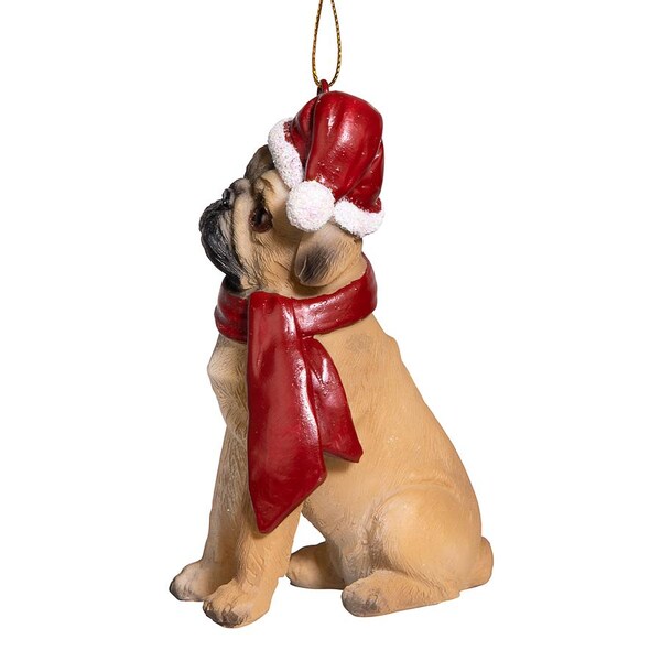 Design Toscano Pug Holiday Dog Ornament Sculpture - JH576315