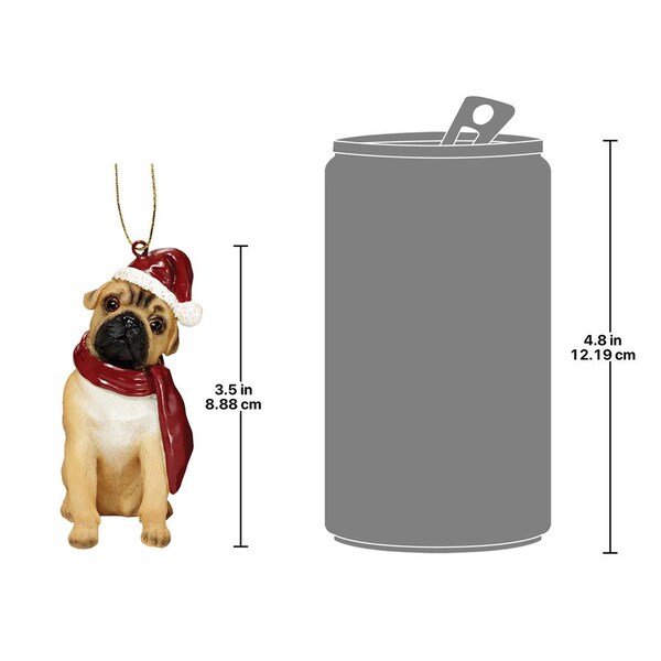 Design Toscano Pug Holiday Dog Ornament Sculpture - JH576315