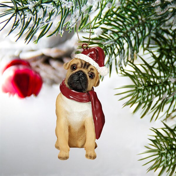 Design Toscano Pug Holiday Dog Ornament Sculpture - JH576315