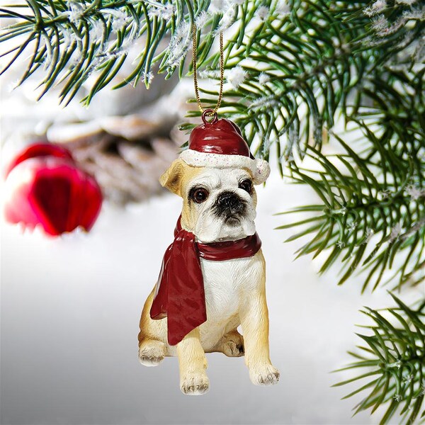Design Toscano Bulldog Holiday Dog Ornament Sculpture - JH576304