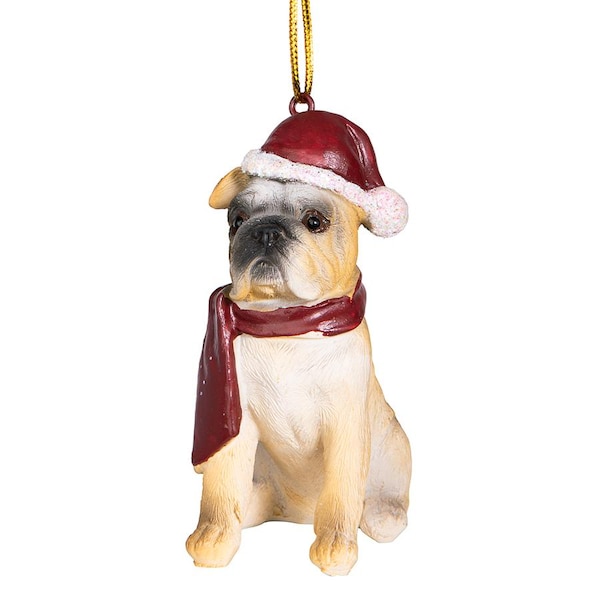 Design Toscano Bulldog Holiday Dog Ornament Sculpture - JH576304
