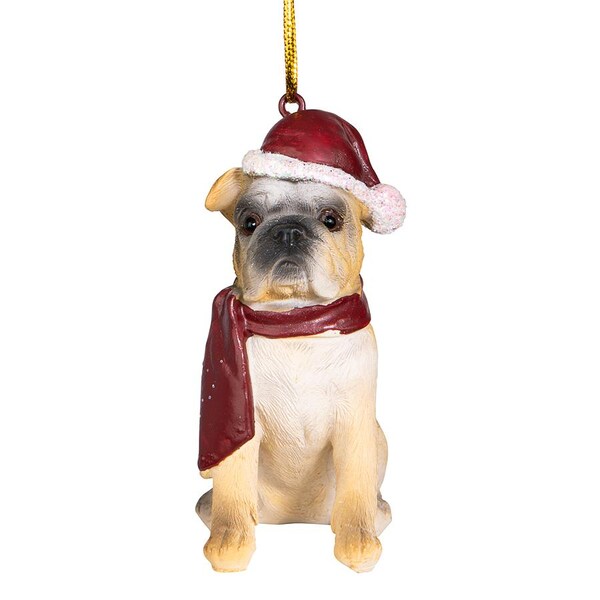 Design Toscano Bulldog Holiday Dog Ornament Sculpture - JH576304