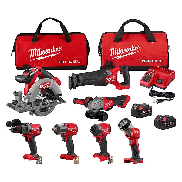 Milwaukee Tool Drill/Impact Driver Tool Combo Kit, 5pcs - 3697-27, 48-11-1852, 48-59-1808