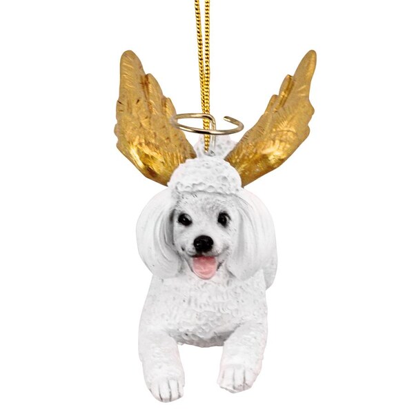 Design Toscano Honor the Pooch: White Poodle Holiday Dog Angel Ornament - JH170731