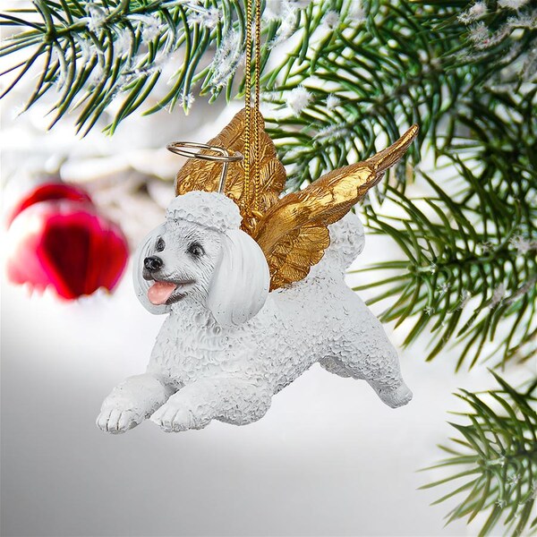 Design Toscano Honor the Pooch: White Poodle Holiday Dog Angel Ornament - JH170731
