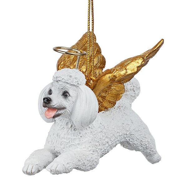 Design Toscano Honor the Pooch: White Poodle Holiday Dog Angel Ornament - JH170731