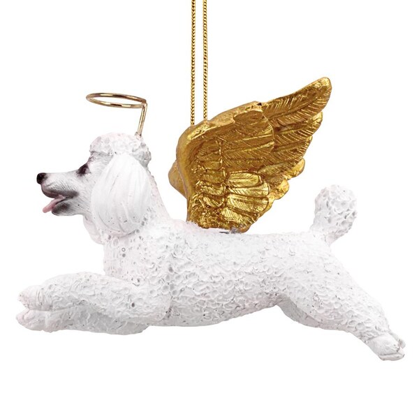 Design Toscano Honor the Pooch: White Poodle Holiday Dog Angel Ornament - JH170731