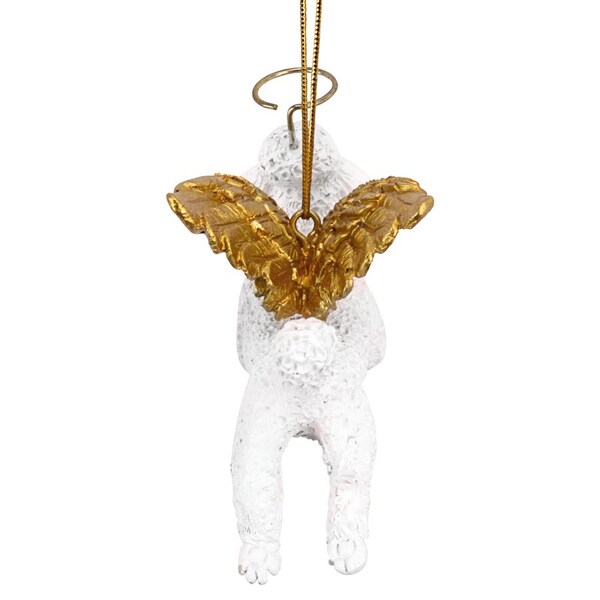 Design Toscano Honor the Pooch: White Poodle Holiday Dog Angel Ornament - JH170731