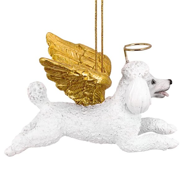 Design Toscano Honor the Pooch: White Poodle Holiday Dog Angel Ornament - JH170731