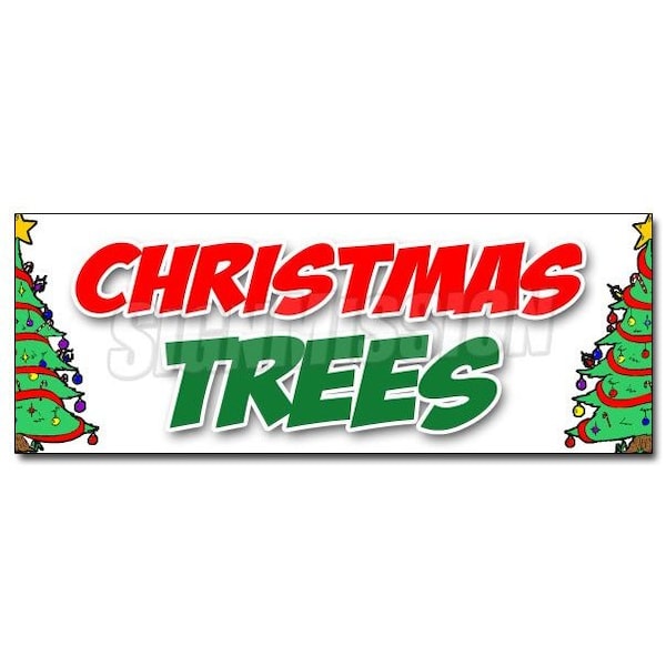 Signmission CHRISTMAS TREES DECAL sticker poinsettia xmas stand wreath ornament supply - D-24 CHRISTMAS TREES
