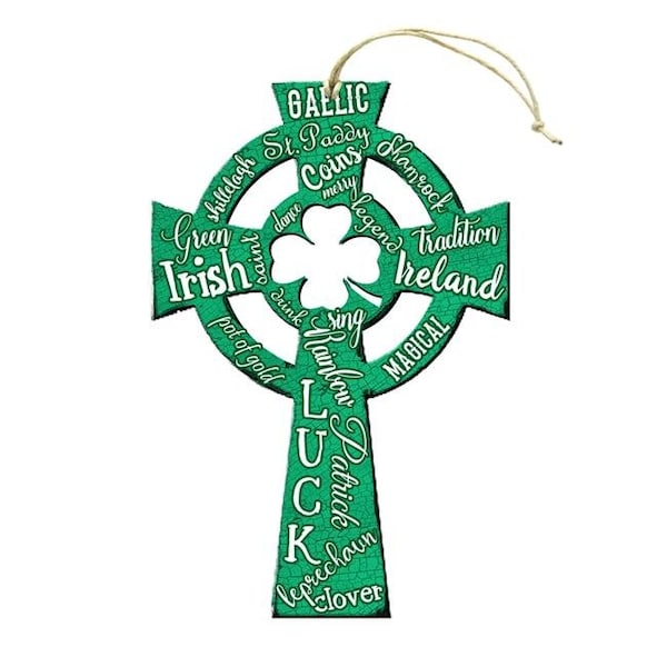 Designocracy Designocracy 99751W-O Irush Luck Cross Wooden Ornament - 99751W-O