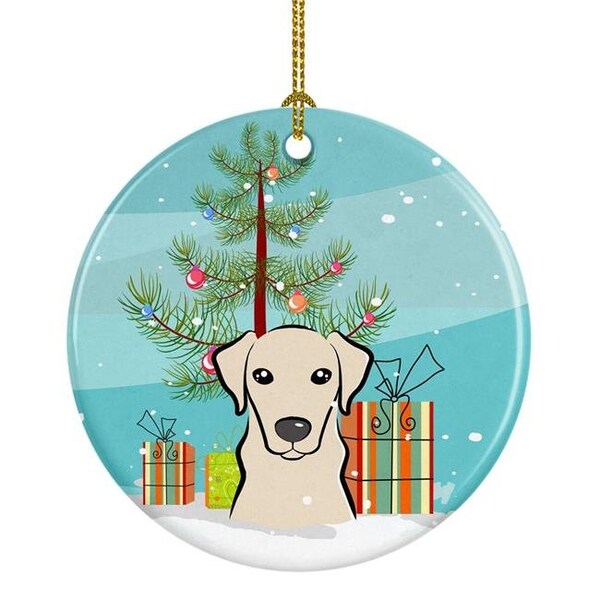 Carolines Treasures Carolines Treasures BB1594CO1 Christmas Tree & Yellow Labrador Ceramic Ornament - BB1594CO1